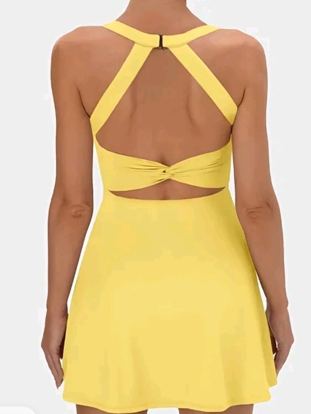 Yellow Women's Athletic Skater Dress with Built-in Shorts - Picture 2 of 5